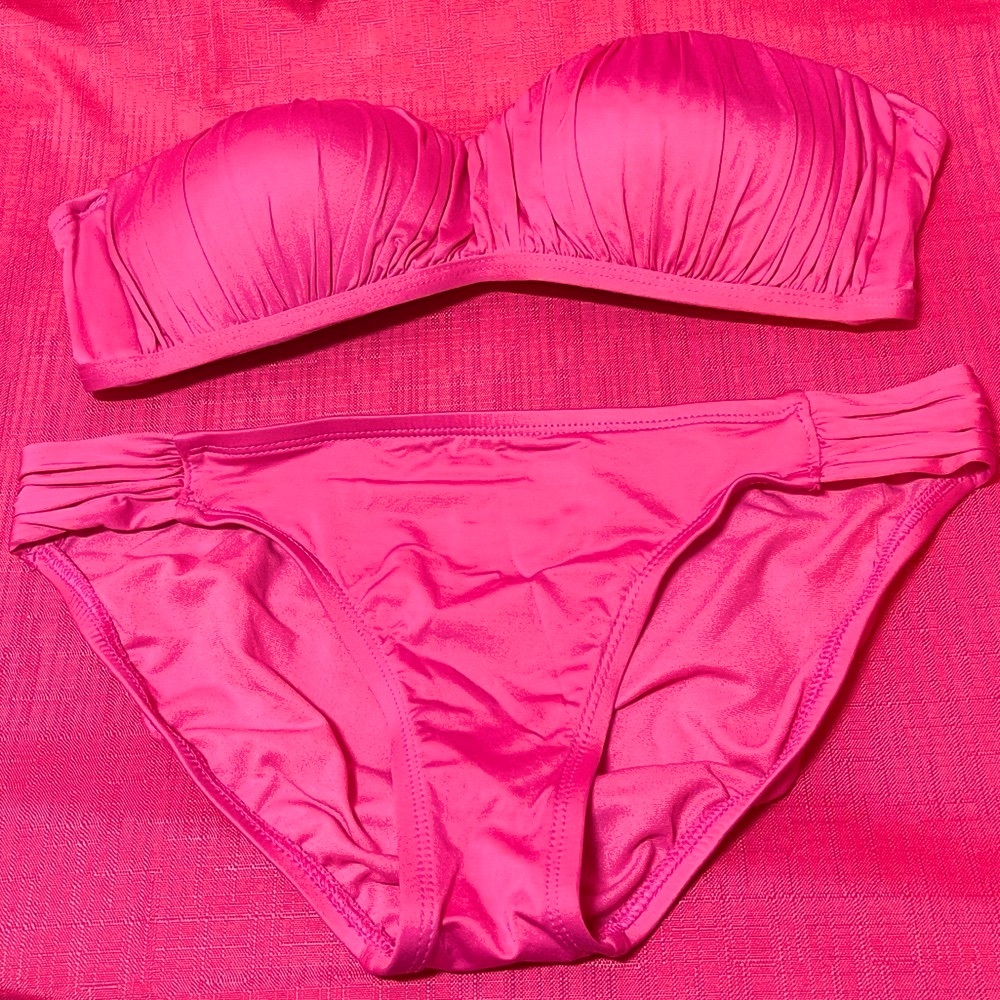 XHILARATION PINK BANDEAU BIKINI SIZE S